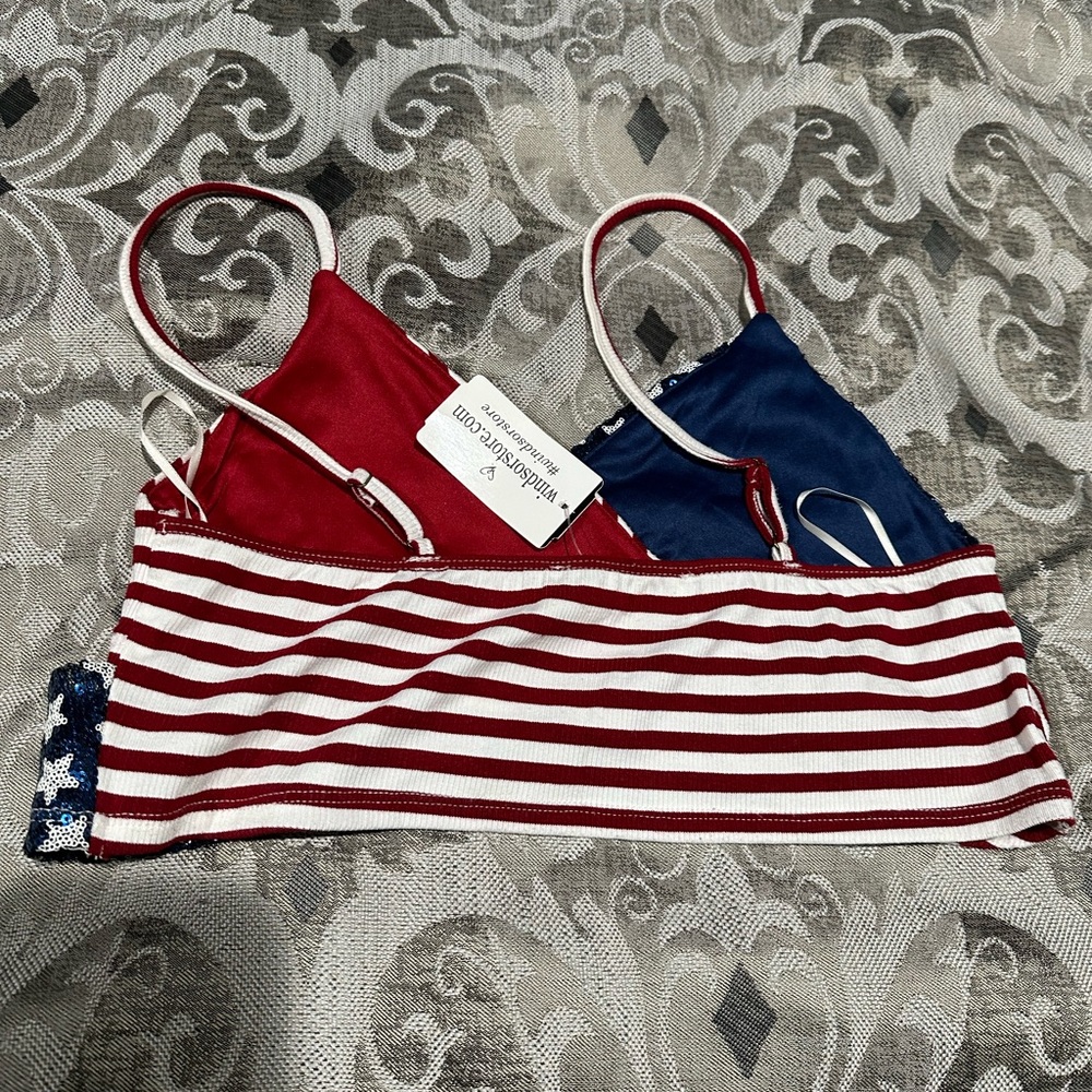 American flag bralette/crop tank top